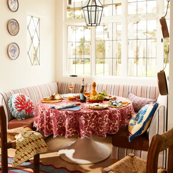 sage x clare - Lucia Round Table Cloth - Crimson - Image 2