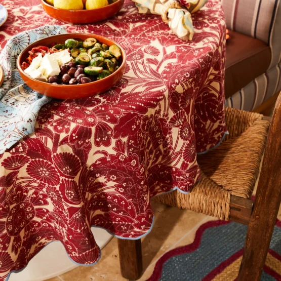sage x clare - Lucia Round Table Cloth - Crimson - Image 3
