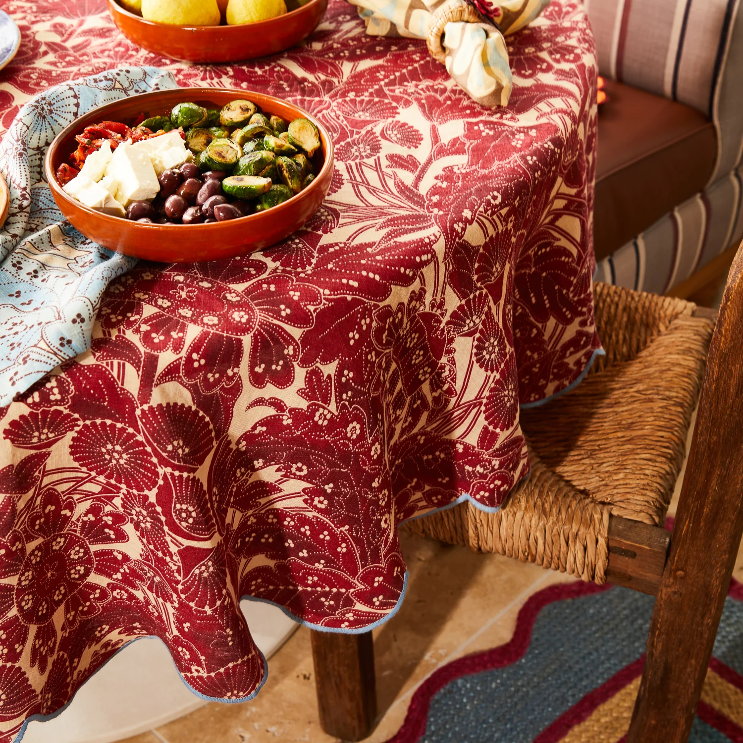 sage x clare - Lucia Round Table Cloth - Crimson - Image 3