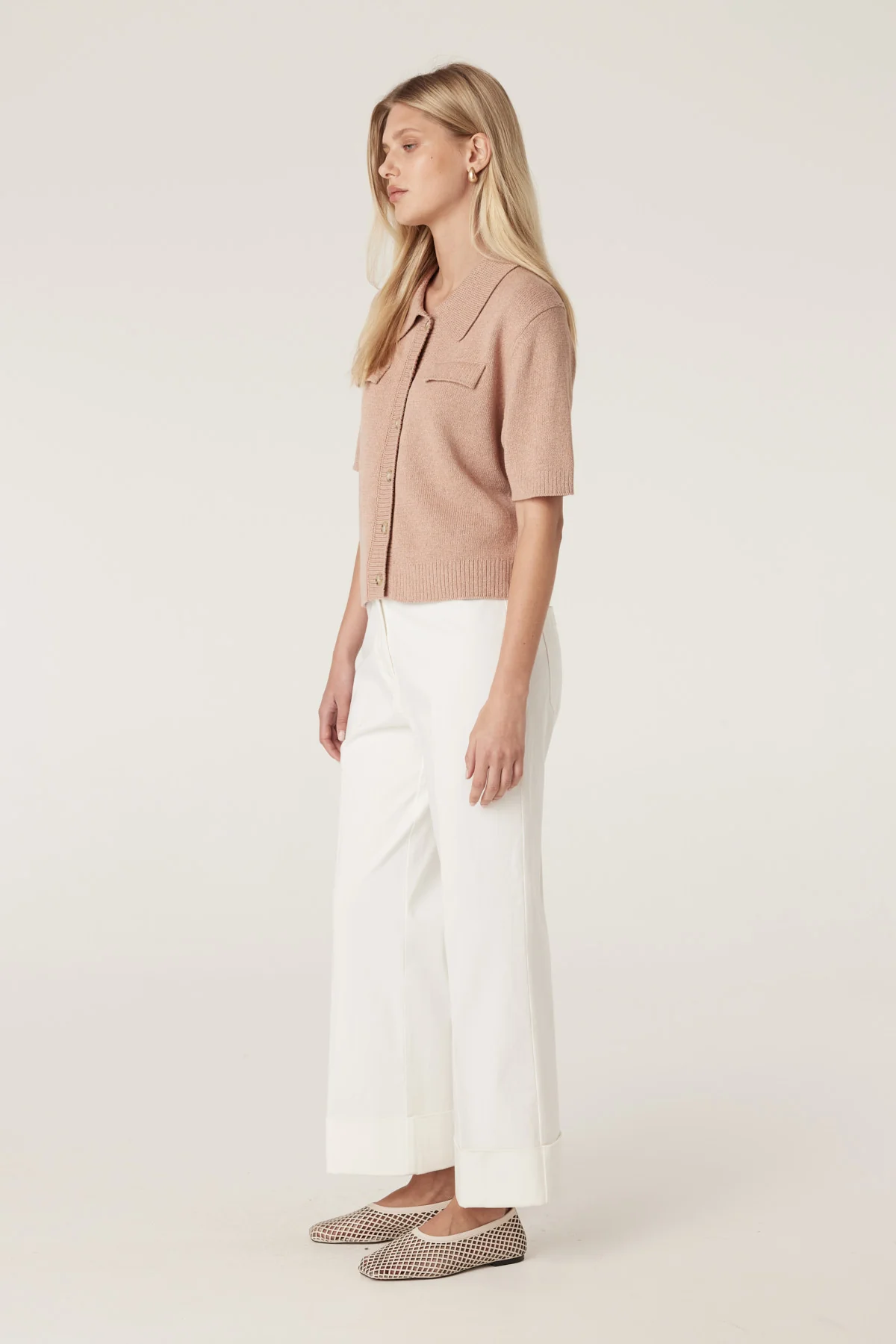 CABLE - flax polo cardigan | terracotta - Image 4