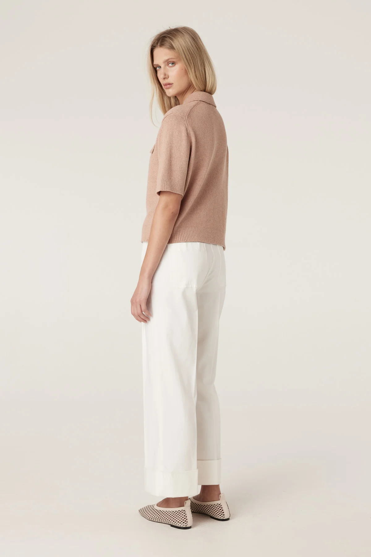 CABLE - flax polo cardigan | terracotta - Image 5