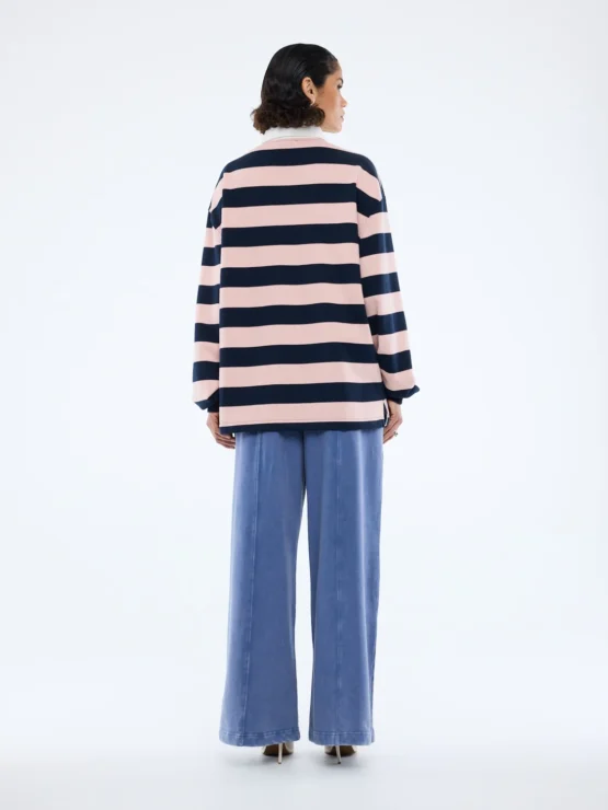 Ena pelly - hallie rugby top | navy/pink - Image 4