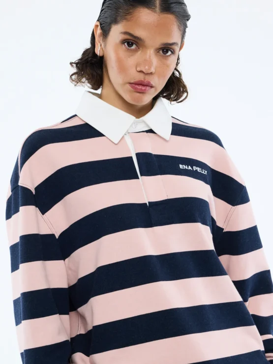 Ena pelly - hallie rugby top | navy/pink - Image 2