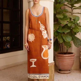 Alémais - Soleil D'Amour silk midi dress | rust