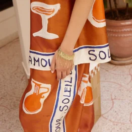 Alémais - Soleil D'Amour tapered silk pant | rust