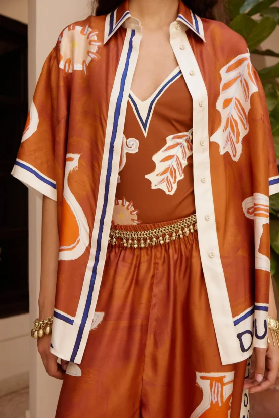 Alémais - Soleil D'Amour silk shirt | rust - Image 4