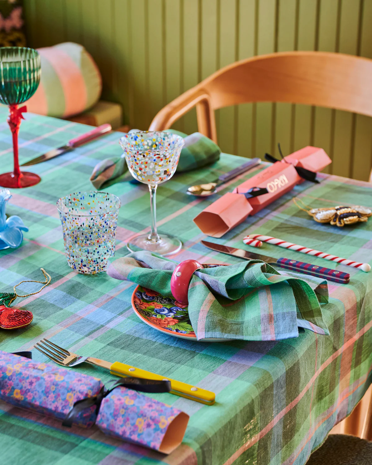 kip & co - Jewel Of The Nile Tartan Linen 4P Napkin Set - Image 3