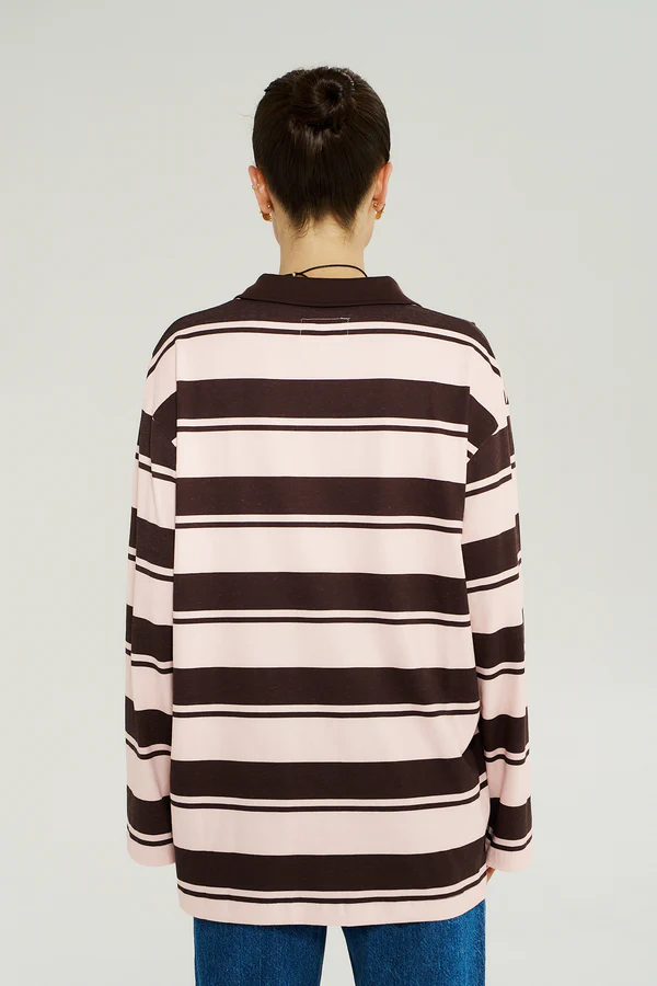 Summi summi - LS polo top | choc rose stripe - Image 3