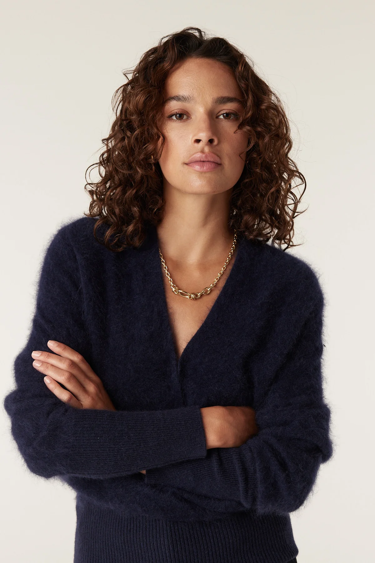 CABLE - Brushed cashwool jumper | navy - Image 3