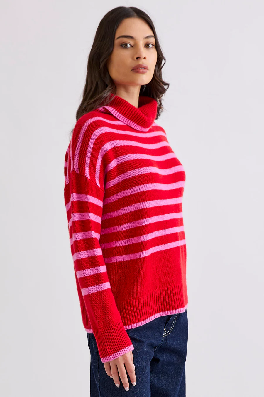 Mia fratino - hunter stripe rollneck | poppy/pink - Image 4