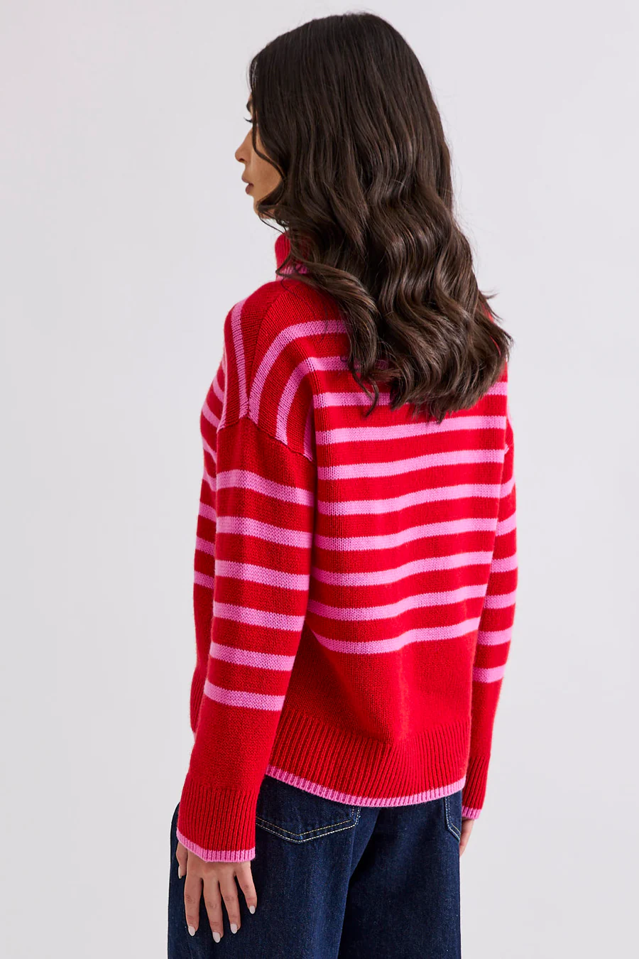 Mia fratino - hunter stripe rollneck | poppy/pink - Image 5