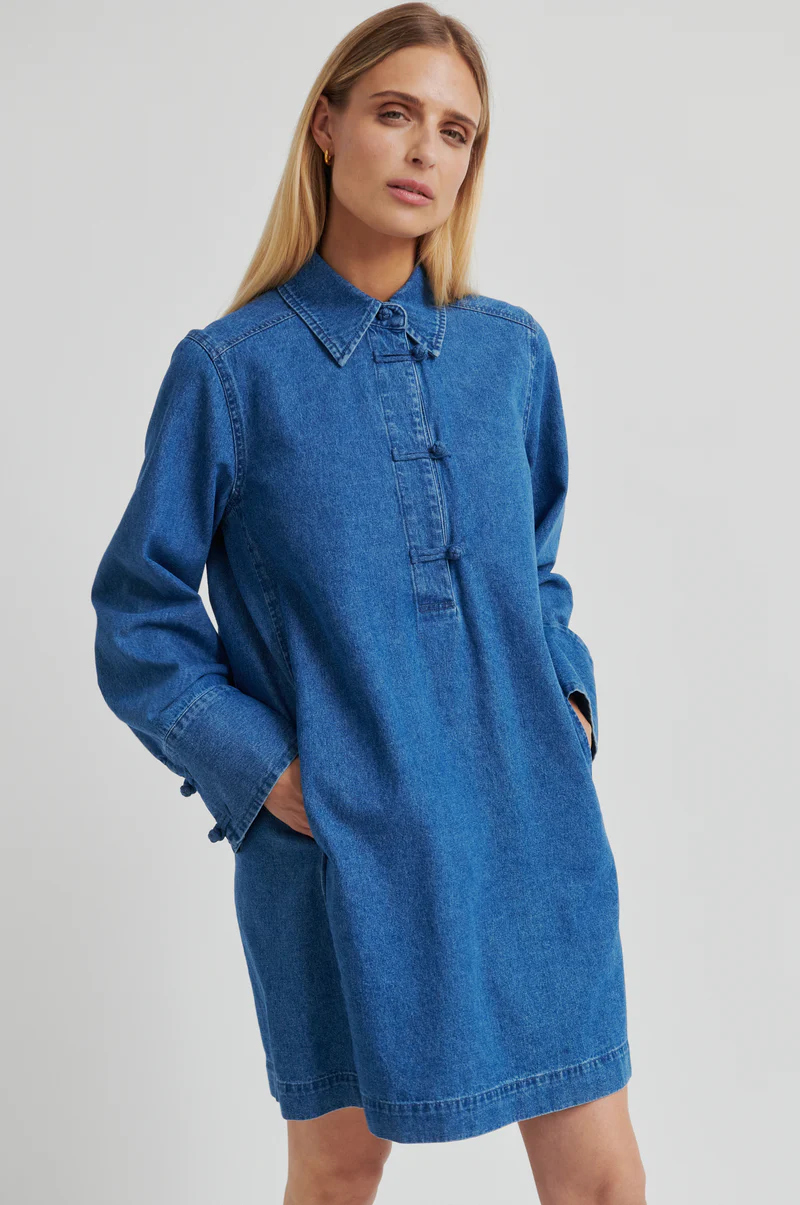 Second Female - Cornelia denim tunic dress | denim blue - Image 4