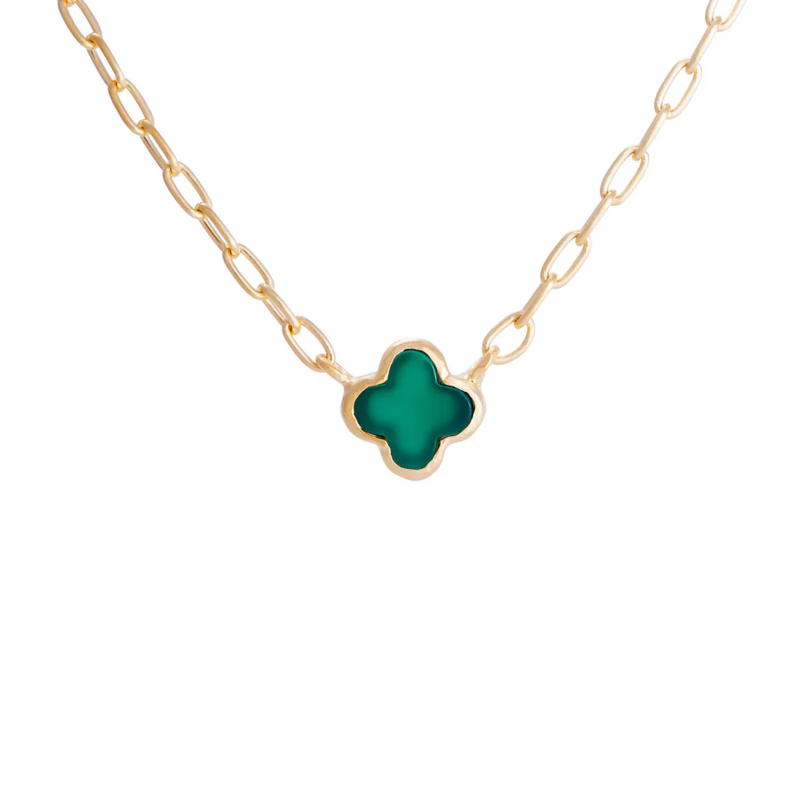 fairley - GREEN AGATE CLOVER NECKLACE - Image 3