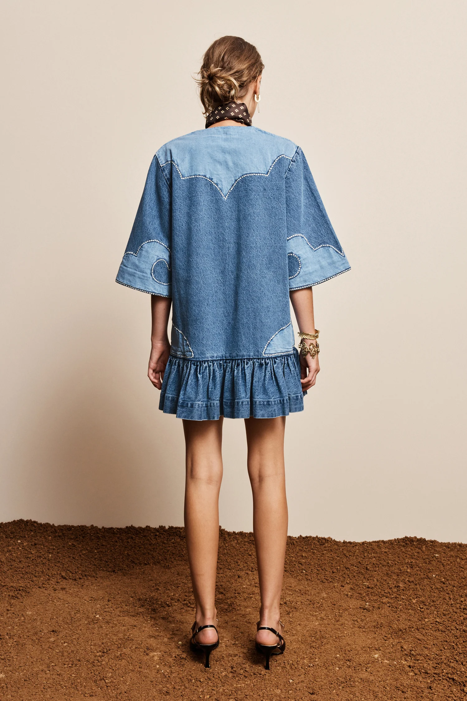 Alemais - Jesse denim applique mini dress - Image 3