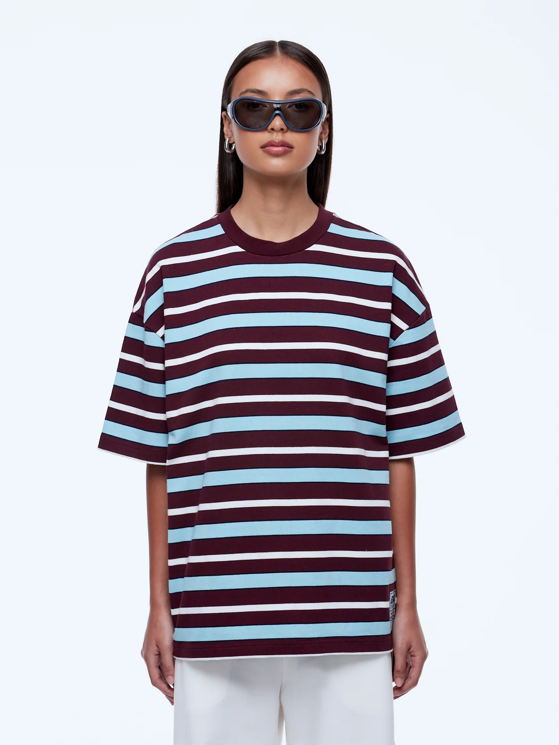 Ena pelly - maeve relaxed tee - balance | plum/blue stripe - Image 5