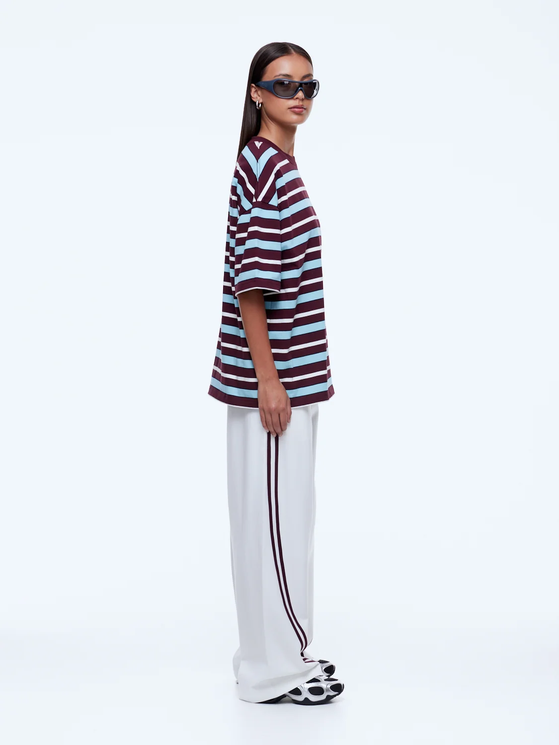 Ena pelly - maeve relaxed tee - balance | plum/blue stripe - Image 3
