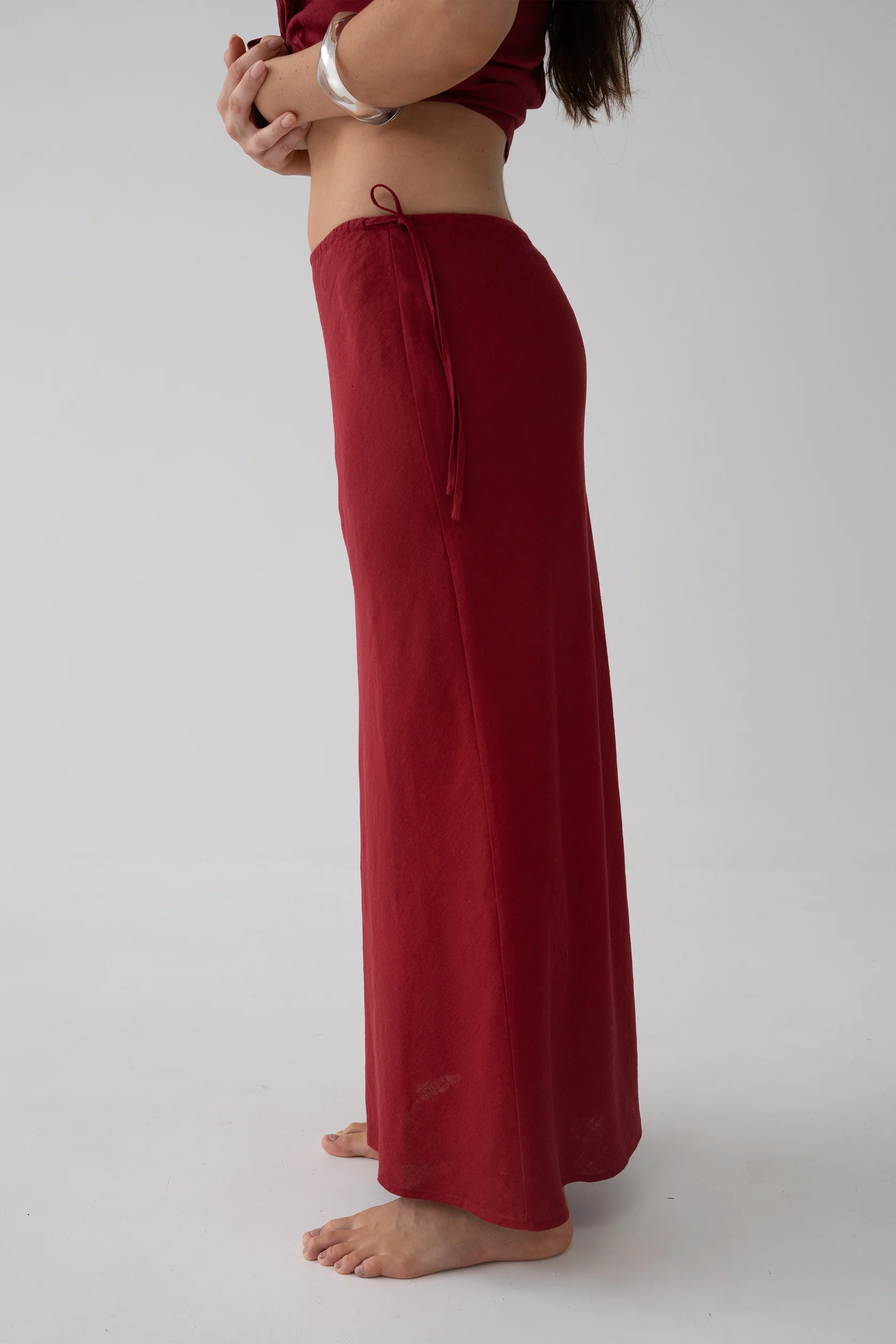 Lilly pilly - riley bias linen skirt | Cherry - Image 3