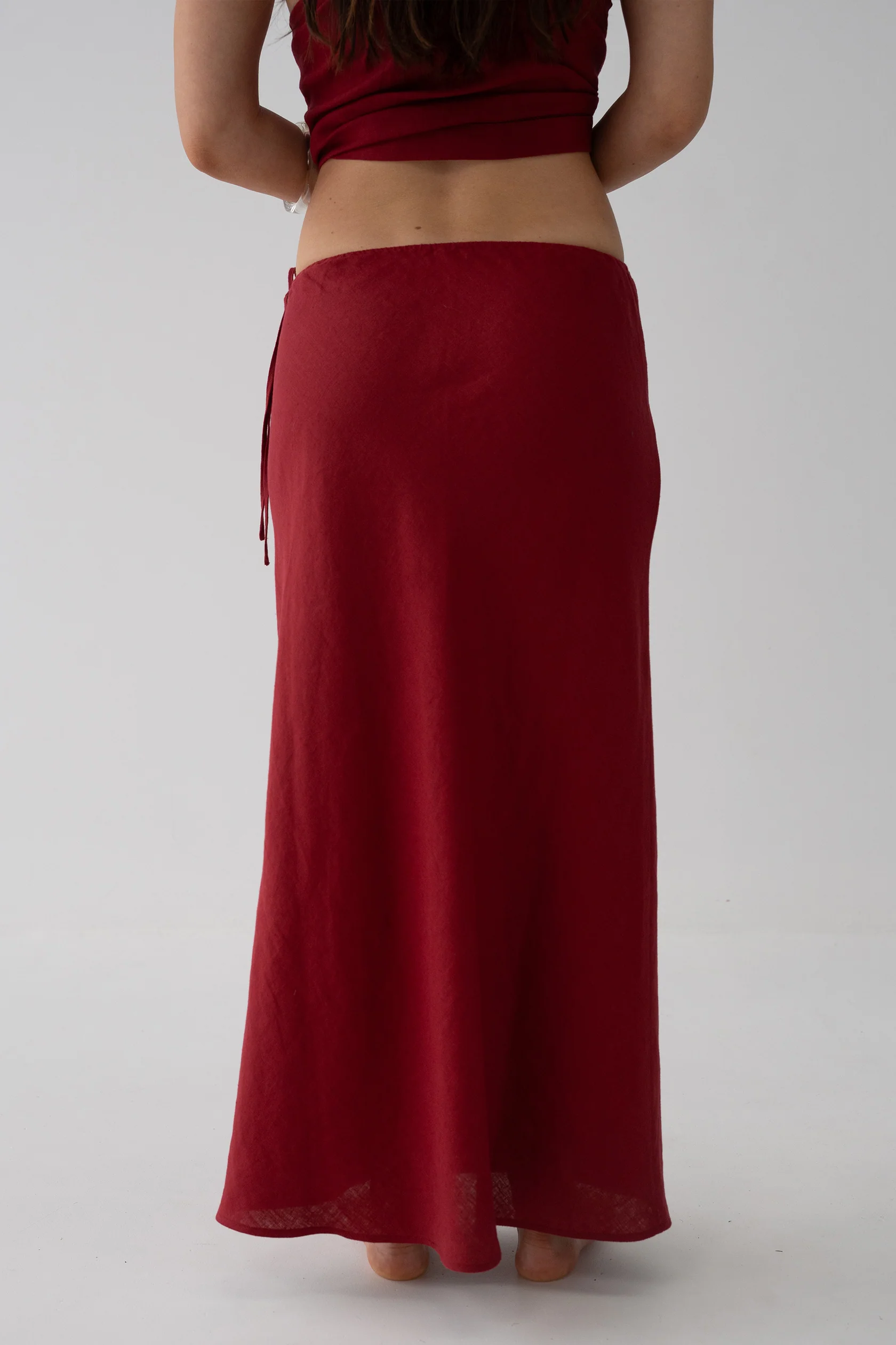 Lilly pilly - riley bias linen skirt | Cherry - Image 4
